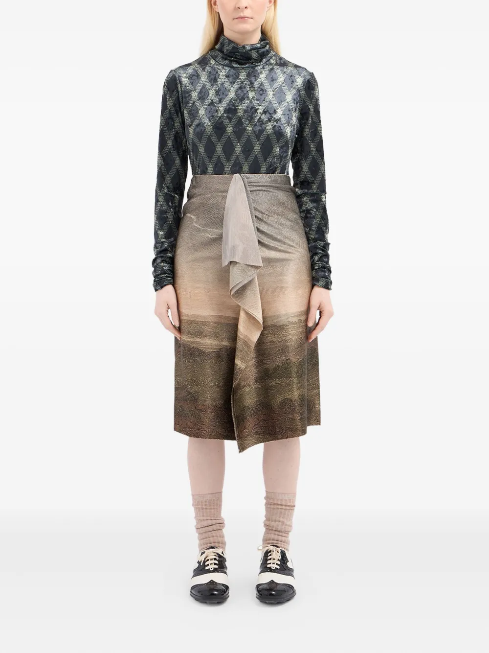 Pierre-Louis Mascia Midi-rok met ruches - Bruin