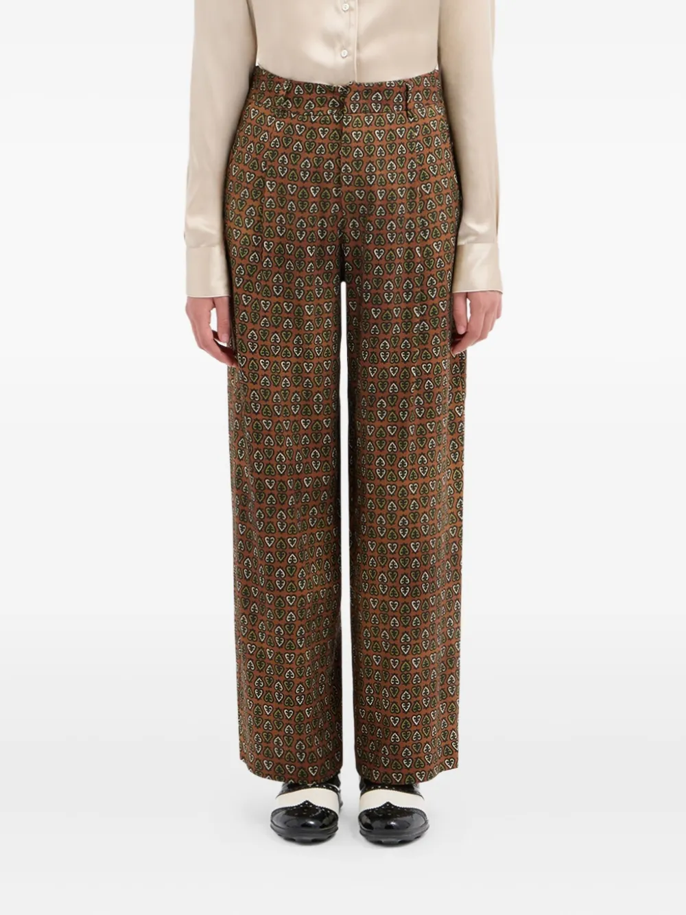 Pierre-louis Mascia Patterned Trousers In Brown
