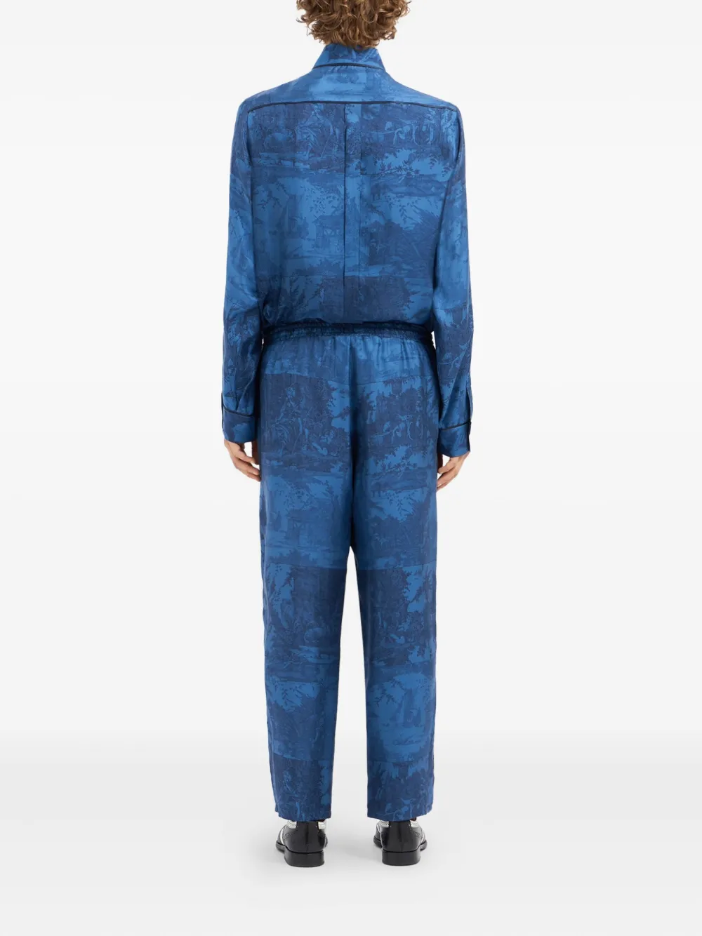 Pierre-Louis Mascia Broek met landschapsprint en trekkoord Blauw