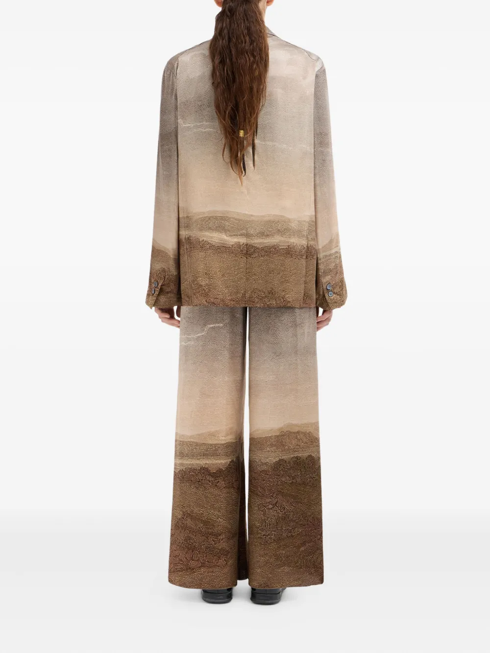 Pierre-Louis Mascia Jack met enkele rij knopen en print Beige