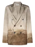 Pierre-Louis Mascia landscape-print double-breasted jacket - Neutrals