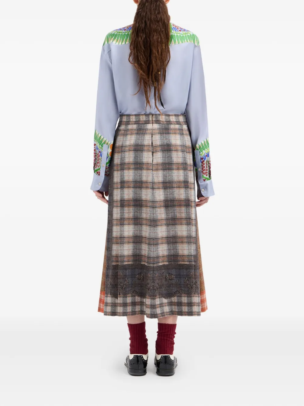 Pierre-louis Mascia Check-pattern Midi Skirt In Multi