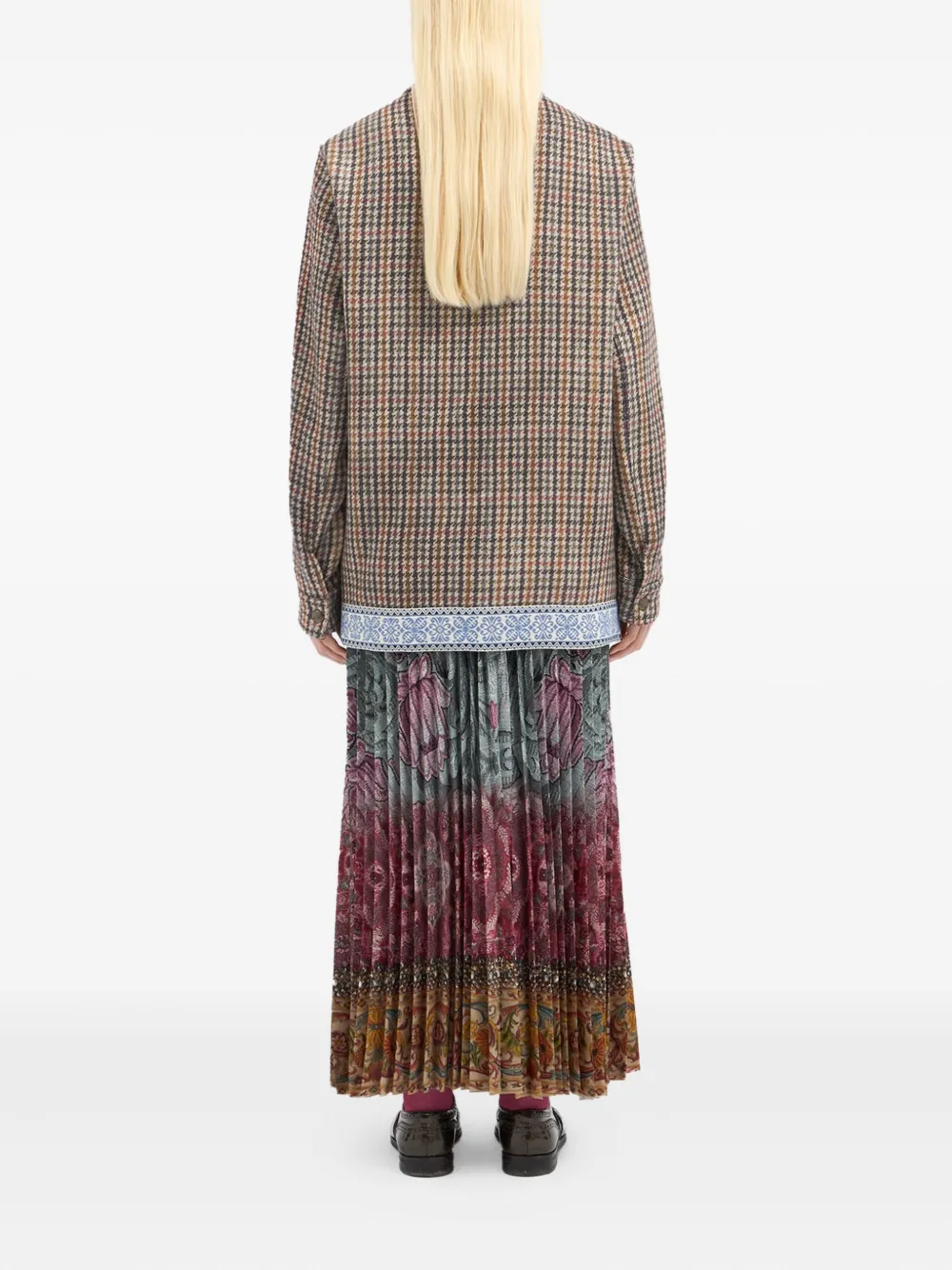 Pierre-louis Mascia Houndstooth-trimmed Jacket In Brown