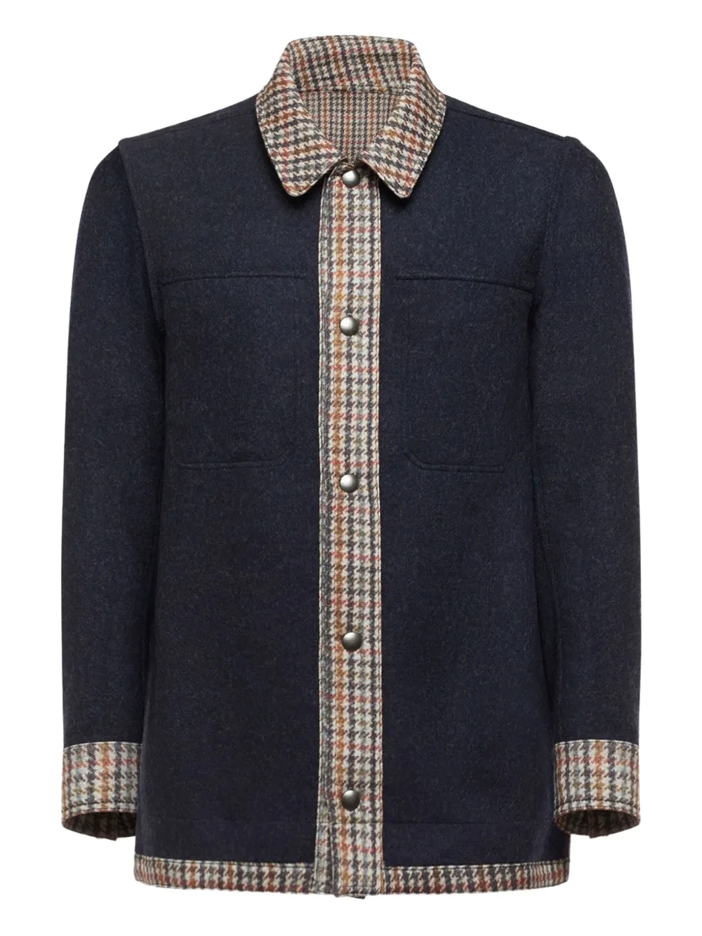 Pierre-louis Mascia Houndstooth-trimmed Jacket In Brown