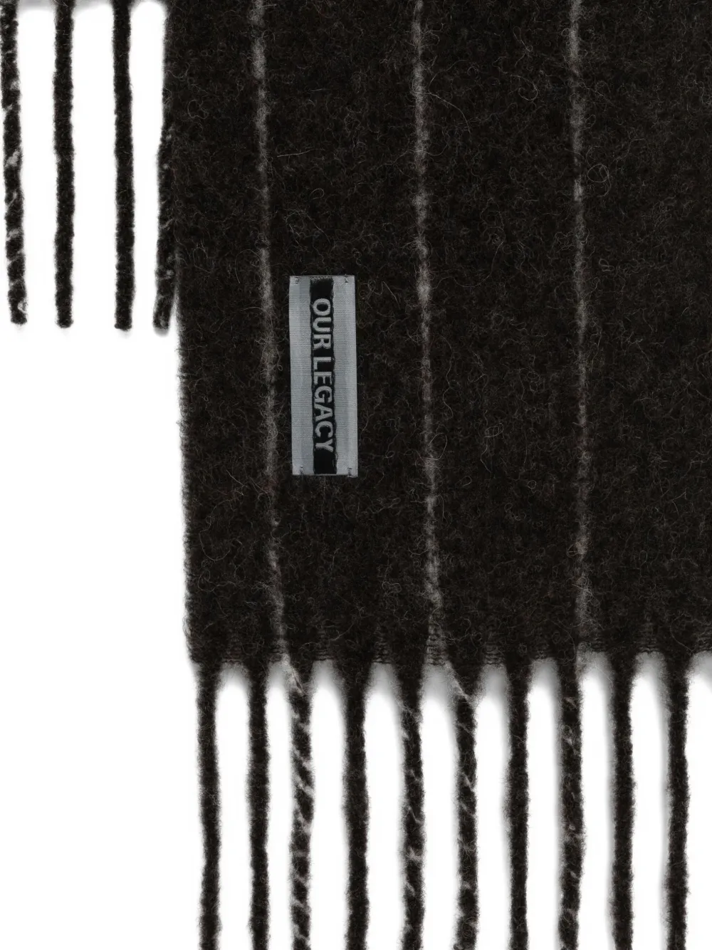 Our Legacy Pinstriped Fringe Scarf In Black