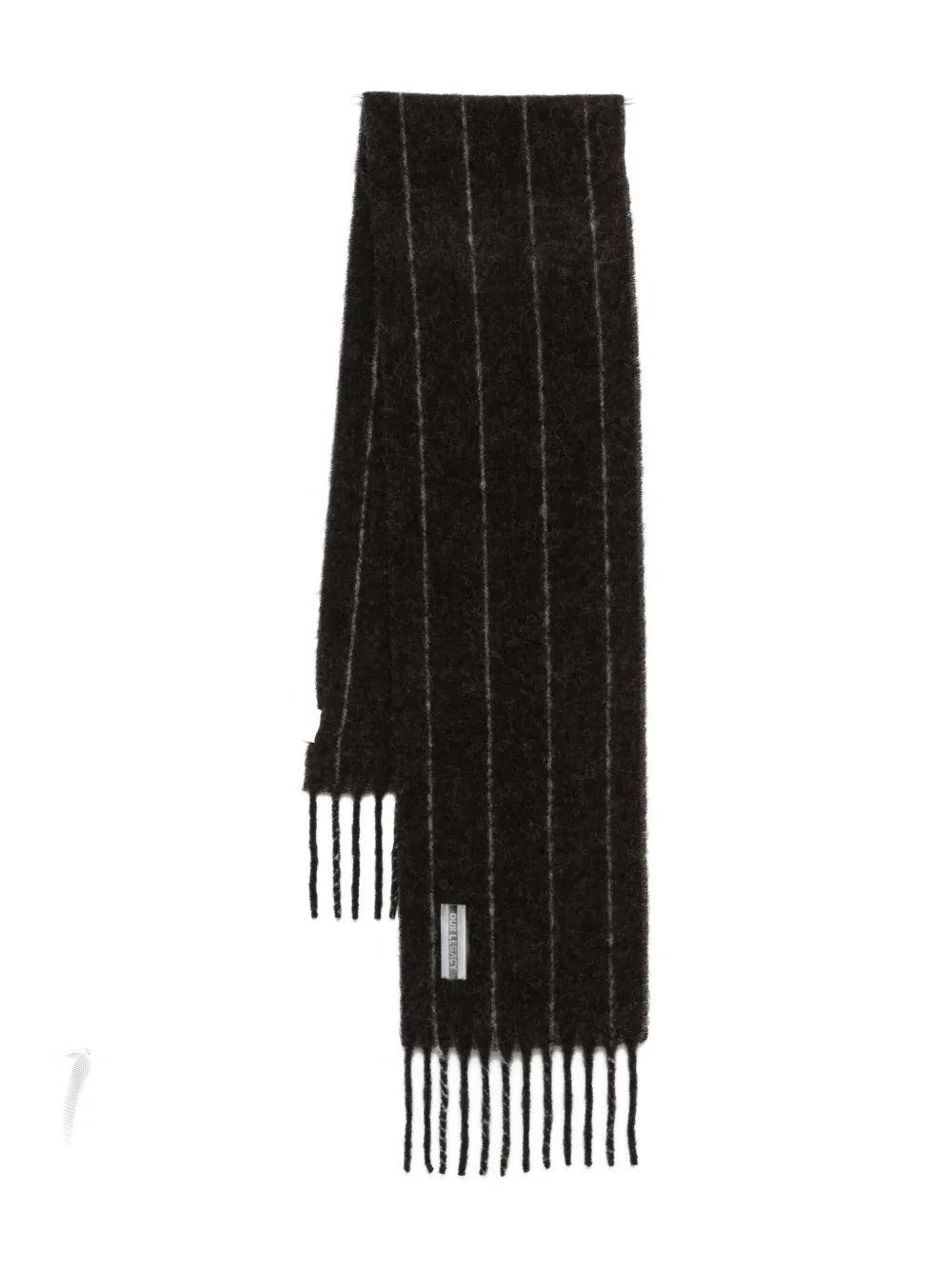 Our Legacy Pinstriped Fringe Scarf In Black