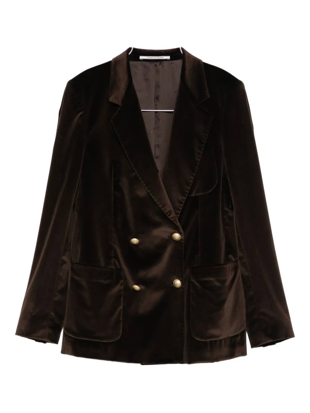 Tagliatore Double-breasted Long-sleeve Blazer In Brown