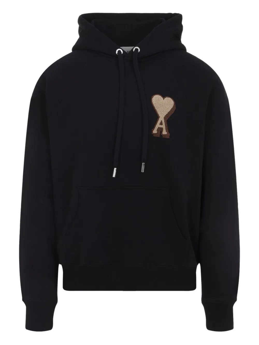 Ami Alexandre Mattiussi Heart-logo Cotton Hoodie In Black