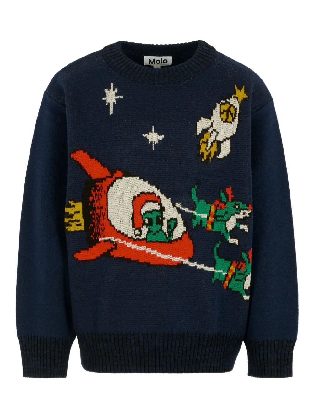 Molo rocket-embellishment crew-neck sweater | Blue | Image 1