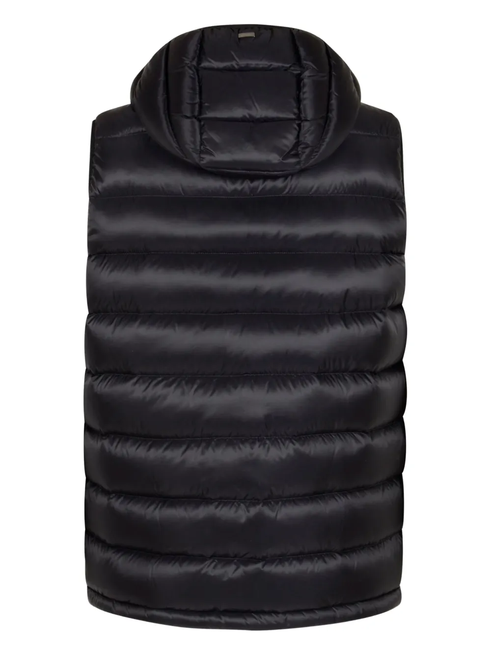 Herno Hooded Zip-up Down Vest In Black
