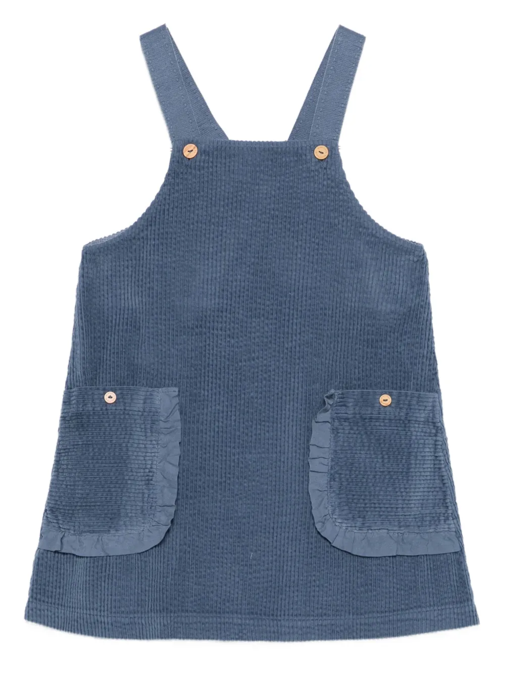 LARANJINHA corduroy ruffled-pocket dress | Blue | Image 1