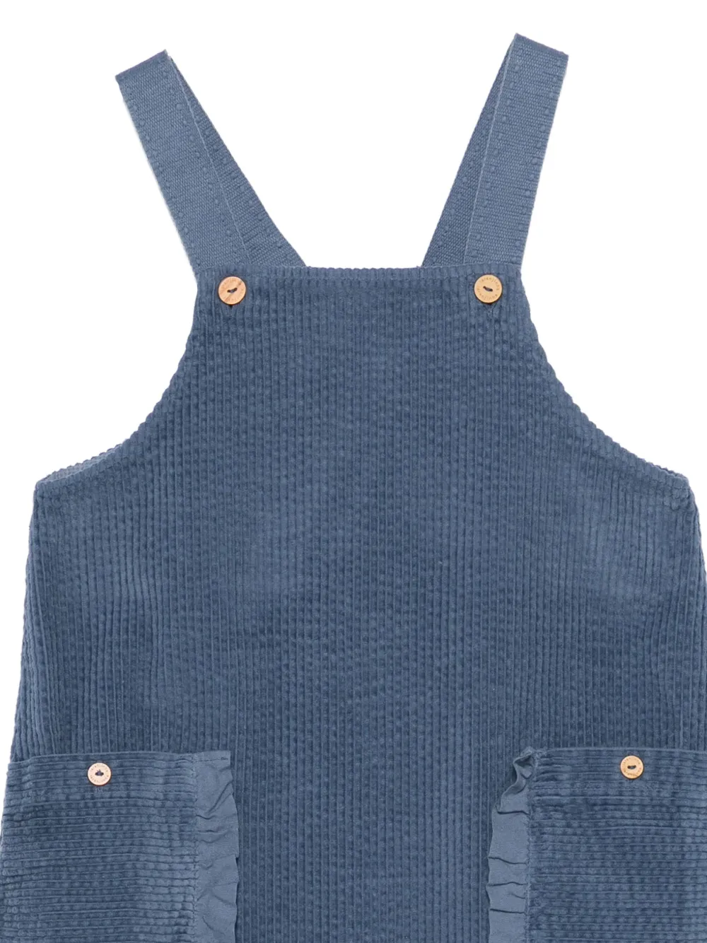 LARANJINHA Ribfluwelen jurk met ruche zak Blauw