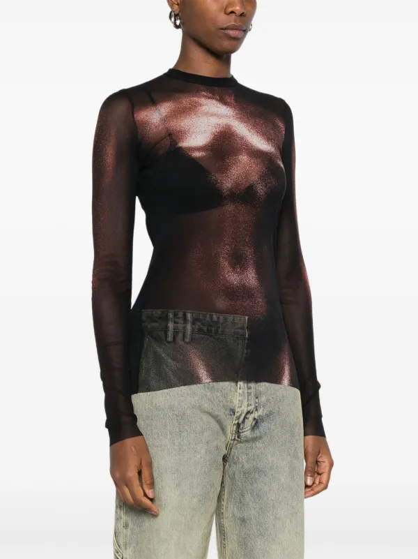 トップス Jean Paul Gaultier Torso Mesh Top 40 Jean Paul Gaultier body-print Mesh Top | Brown | FARFETCH