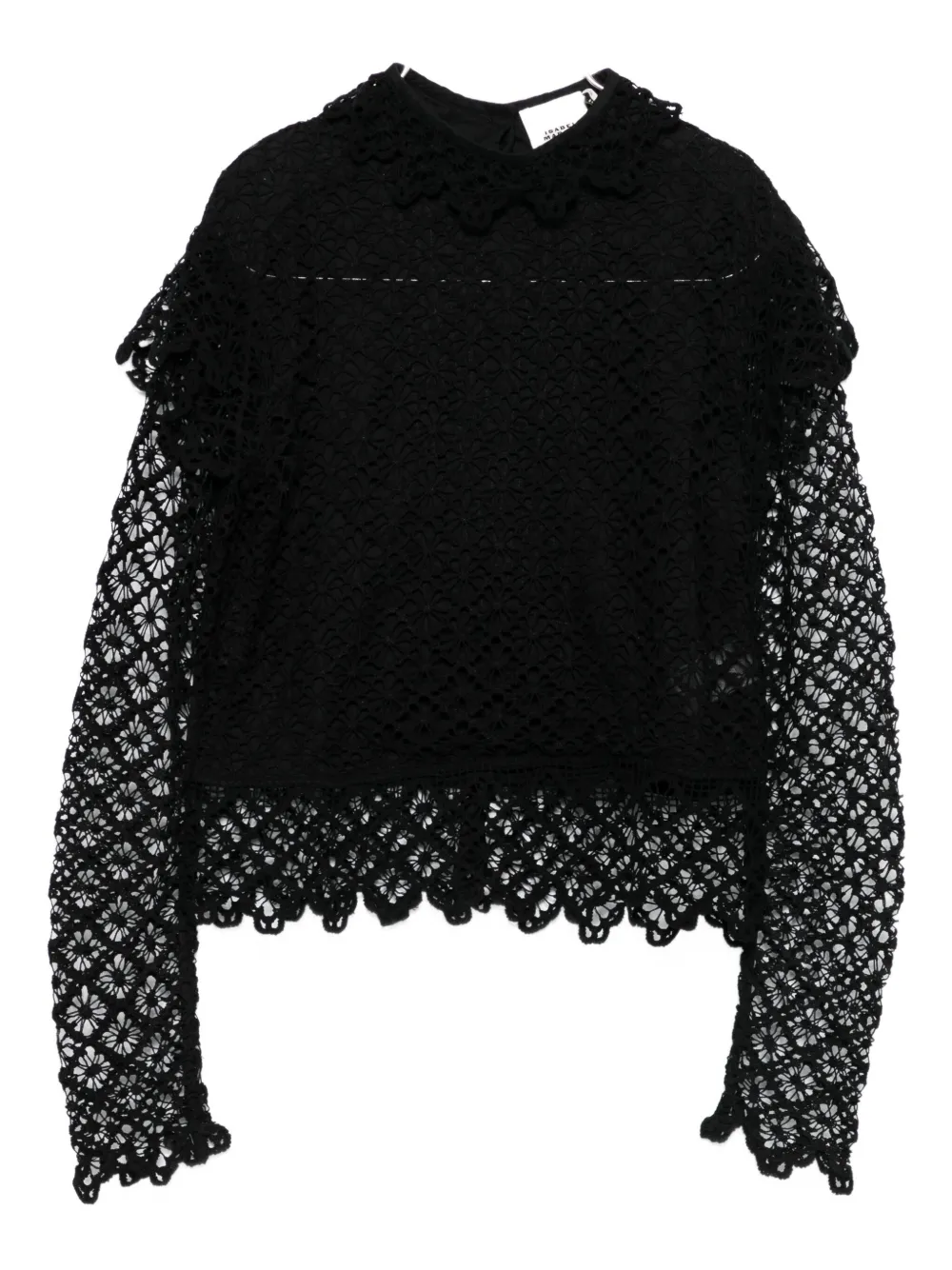 Isabel Marant Ludivine Lace-trimmed Ruffled Top In Black