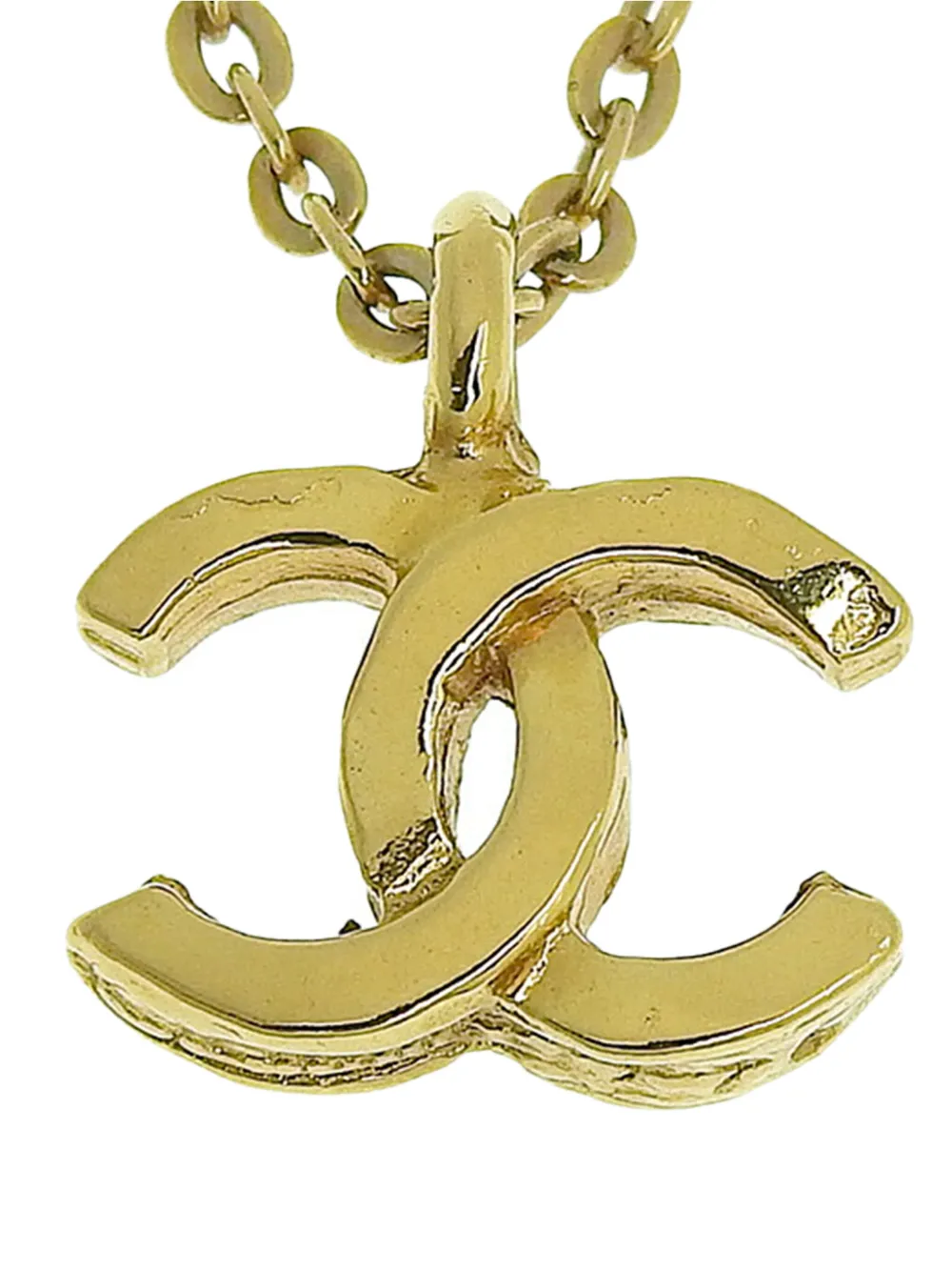 CHANEL Pre-Owned 1982 Gold Plated CC Pendant Chain Necklace costume necklace | Image 2