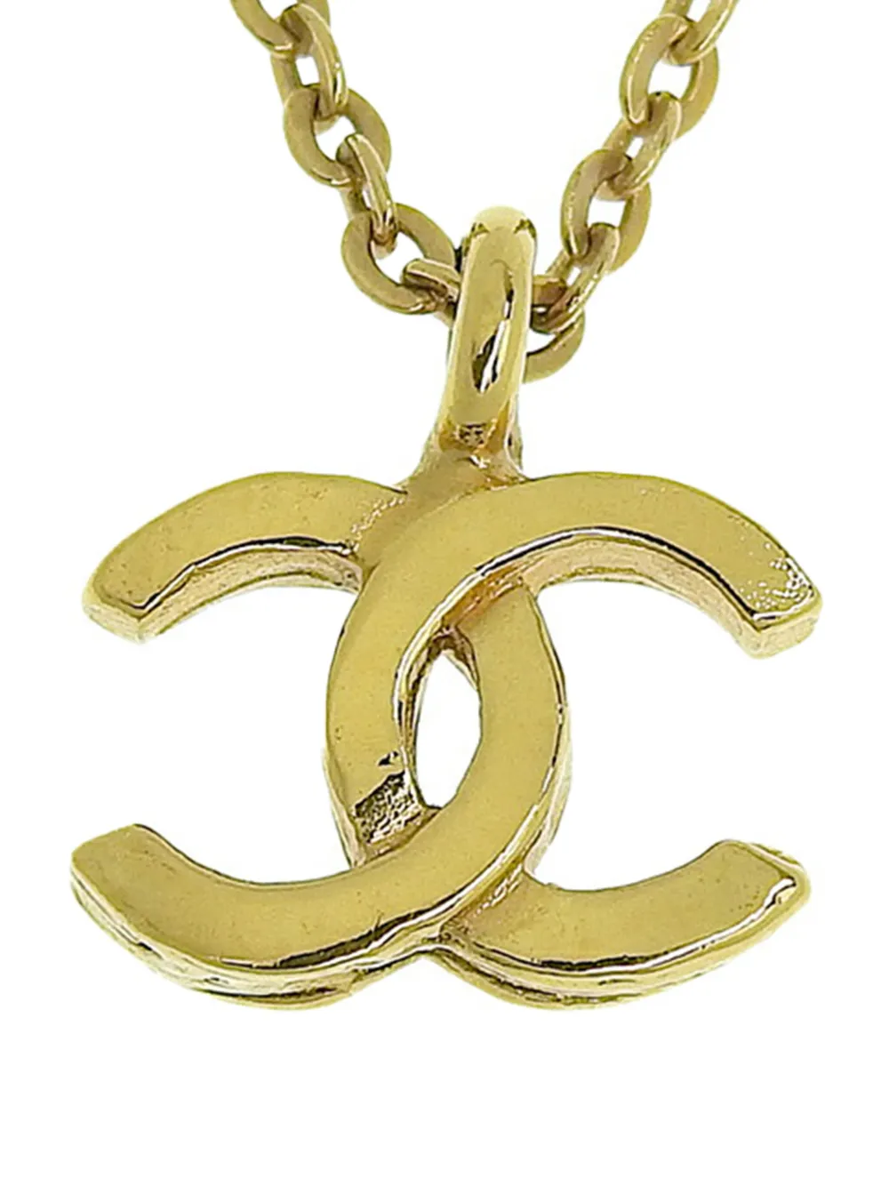 CHANEL Pre-Owned 1982 Gold Plated CC Pendant Chain Necklace costume CHANEL Pre-Owned 1982 Gold Plated CC Pendant Chain Necklace costume