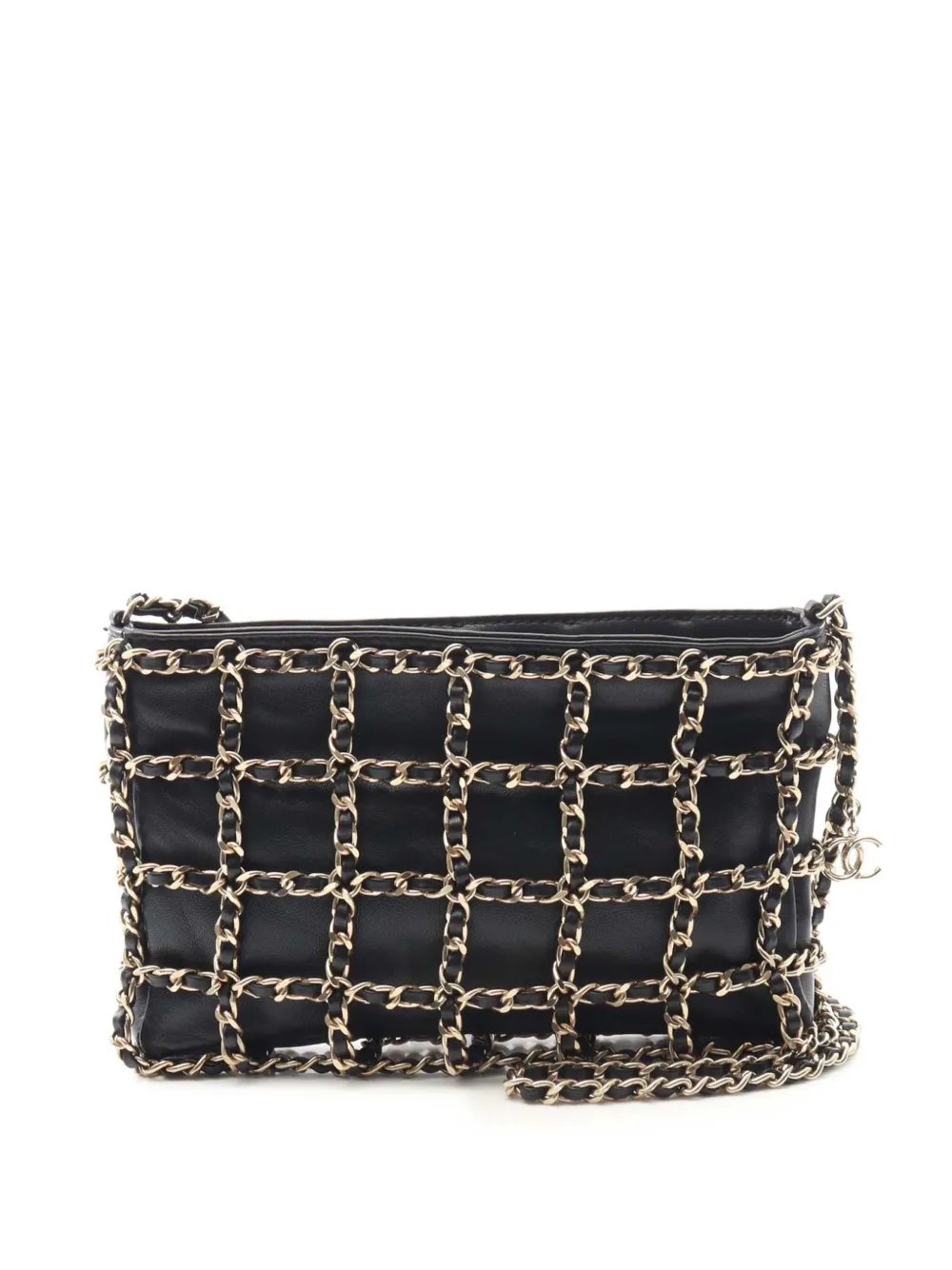 CHANEL Pre-Owned 2020 Lambskin Chain Frame crossbody bag - ブラック CHANEL Pre-Owned 2020 Lambskin Chain Frame crossbody bag - ブラック