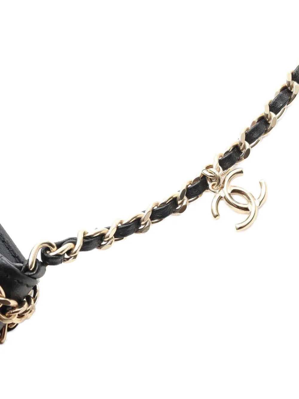 Pre-owned Chanel 2020 Lambskin Chain Frame Crossbody Bag In Black