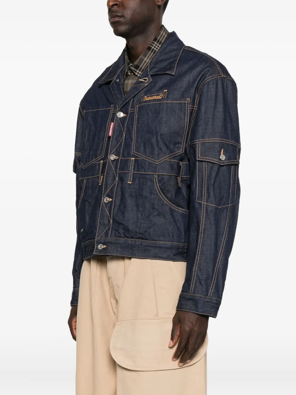 Dsquared2 Multi-pocket Panelled Denim Jacket In Blue