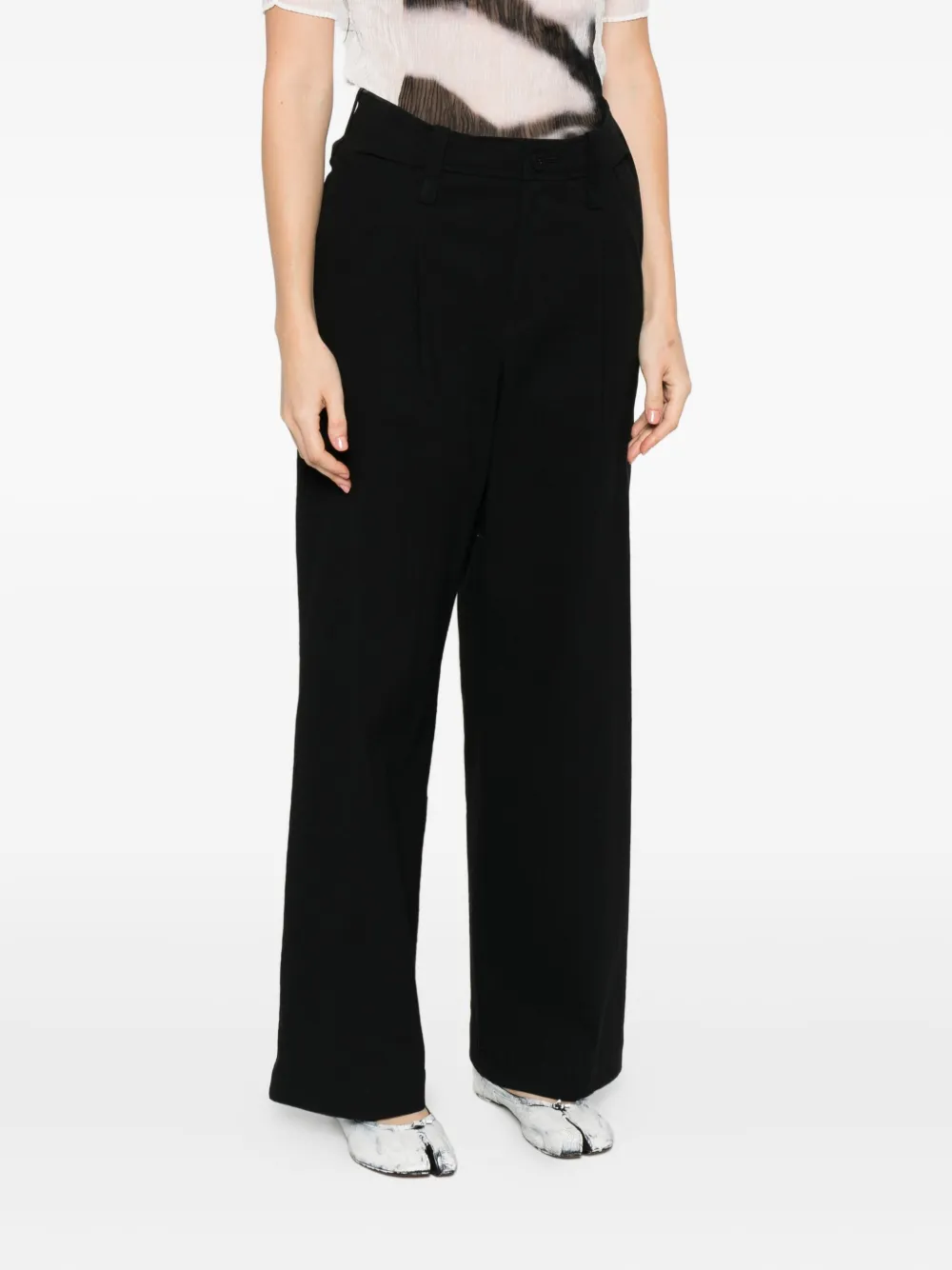 Issey Miyake Wool Gabardine Trousers In Black