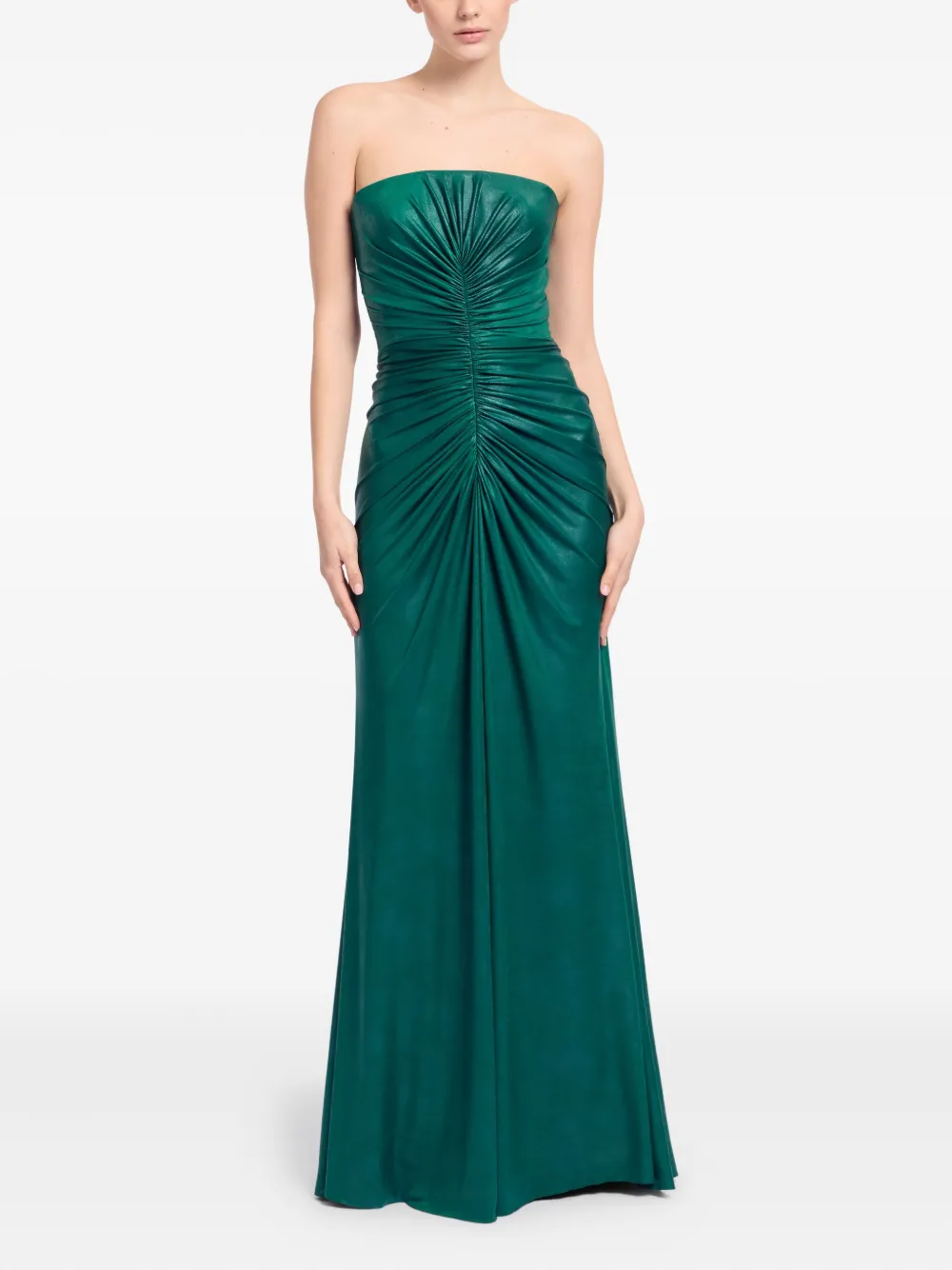 Elie Saab ruched strapless maxi dress - Groen