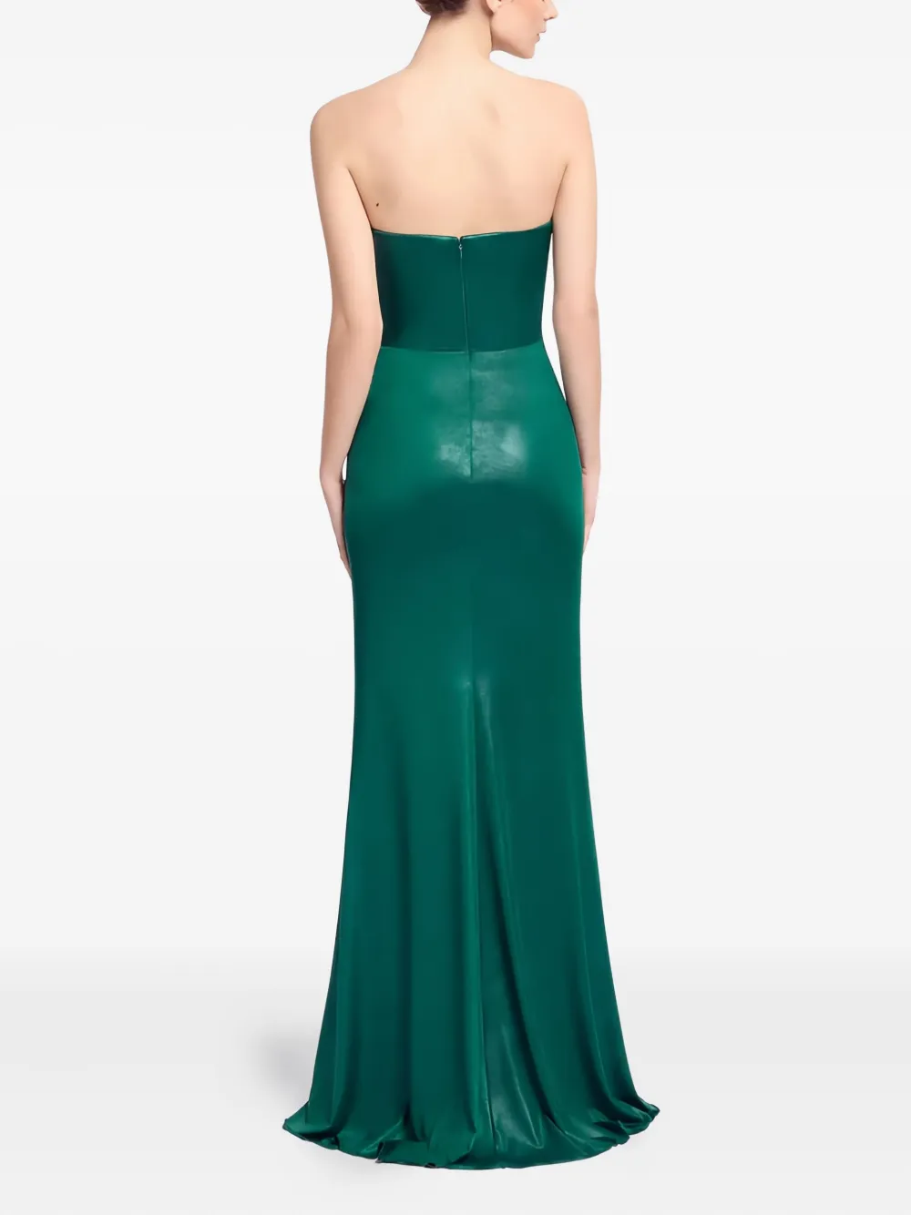 Elie Saab Ruched Strapless Maxi Dress In Green