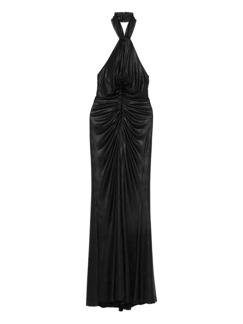 Elie Saab halterneck ruched-detail gown – Black