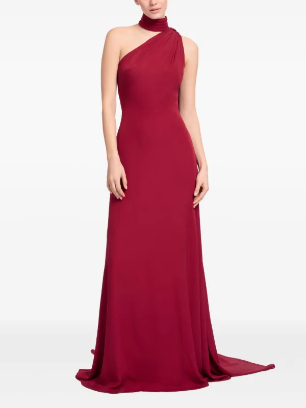 Elie Saab one-shoulder Scarf Maxi Dress | Red | FARFETCH Elie Saab one-shoulder Scarf Maxi Dress | Red | FARFETCH