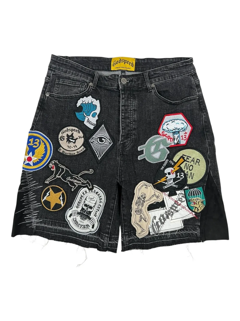 GODSPEED patchwork denim shorts | Black | Image 1