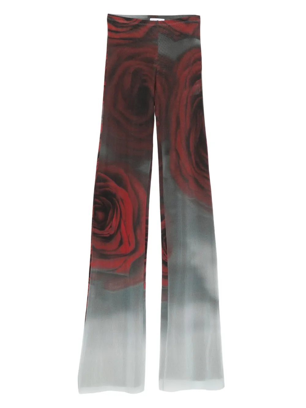 Jean Paul Gaultier Rose-print Mesh Trousers In Red