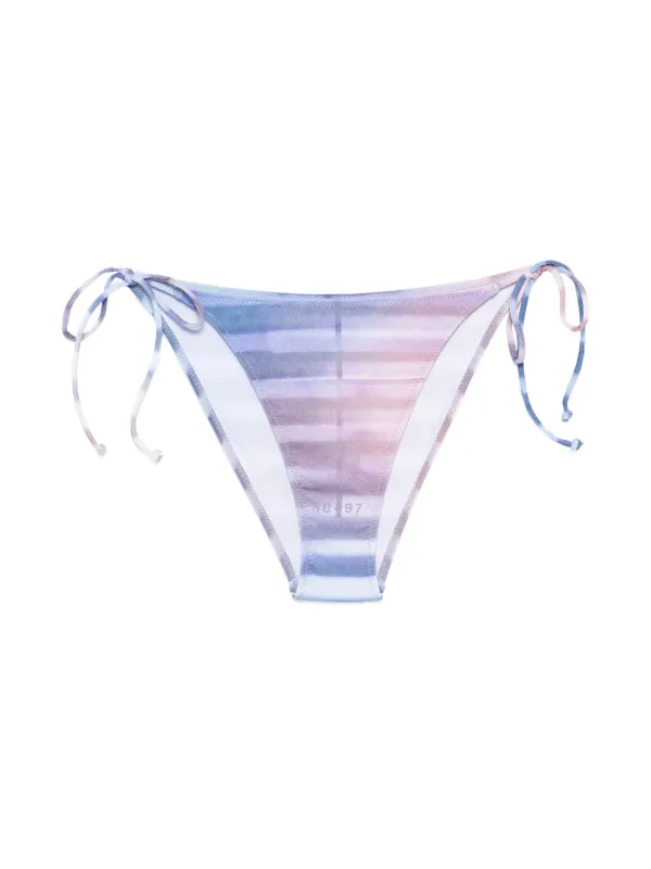水色と白のストライプ bennie Jean Paul Gaultier サイドタイ ストライプ ビキニボトム | ブルー