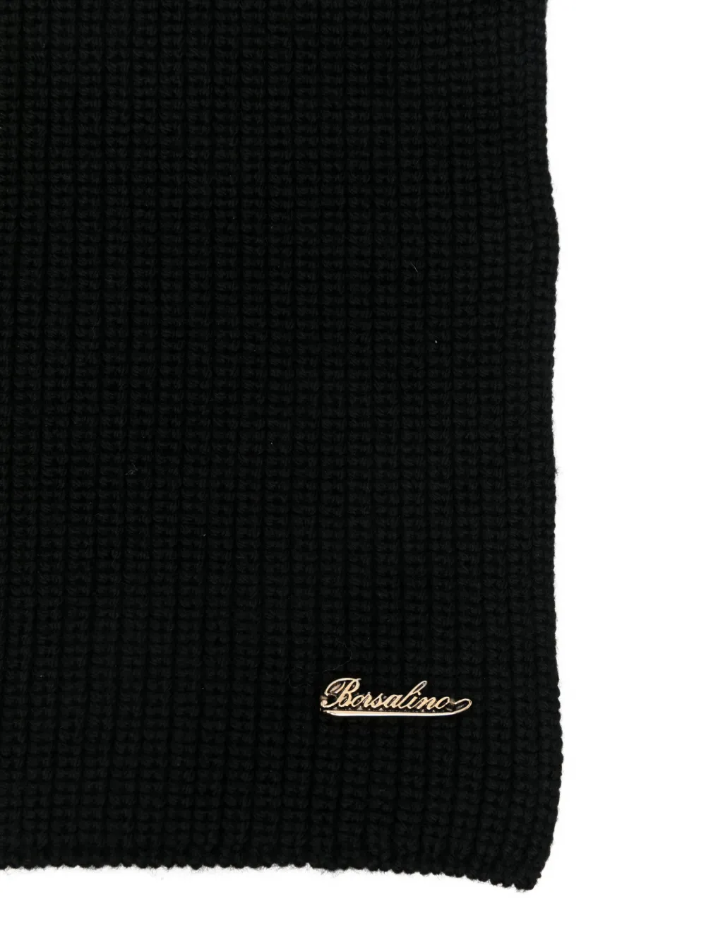 Borsalino Rib-knit Emboidered-logo Beanie Set In Black