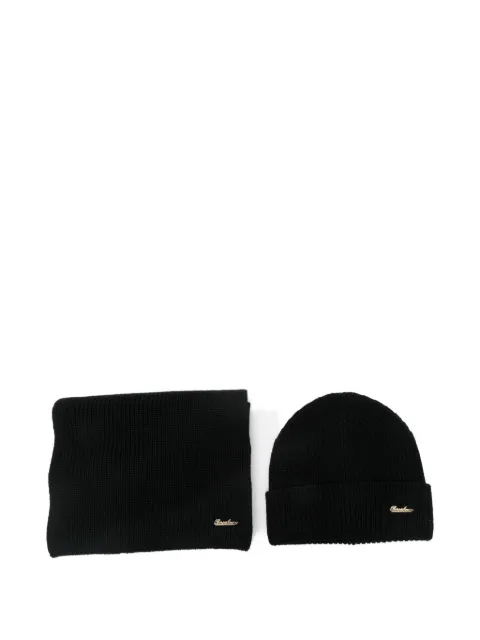 Borsalino rib-knit emboidered-logo beanie set