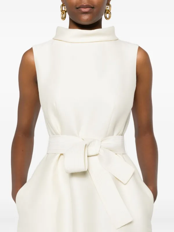 white midi dress long sleeves Veronica Beard Seneca Bishop-Sleeve Midi Dress | Dove White main image 1