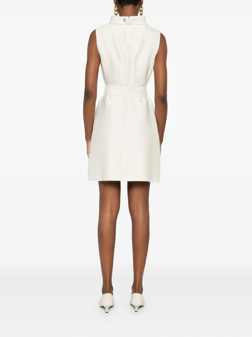 Curiel Mini-jurk met hoge hals en ceintuur Wit