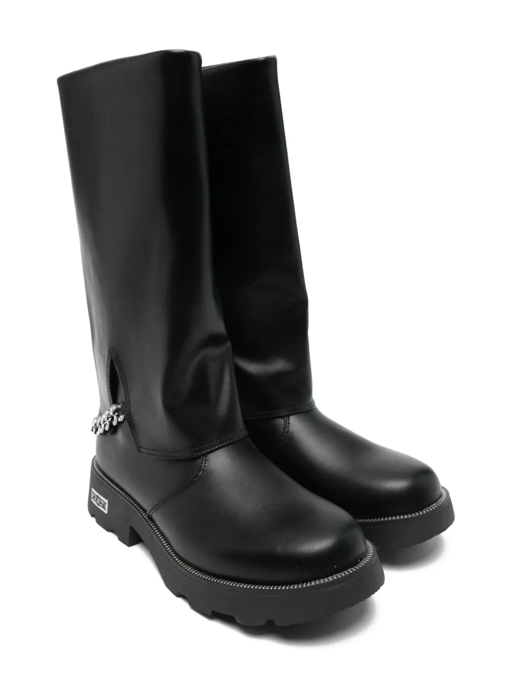 Cult chain-embellished leather boots | Black | Image 1