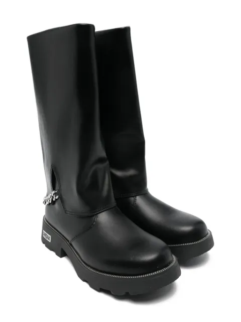 Cult chain-embellished leather boots