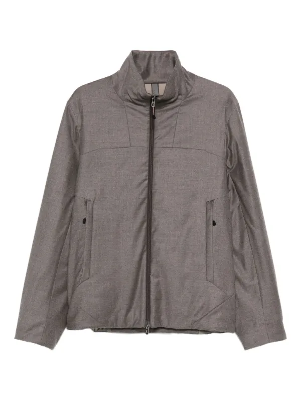 Sease Zip-front Panelled Jacket in Grey