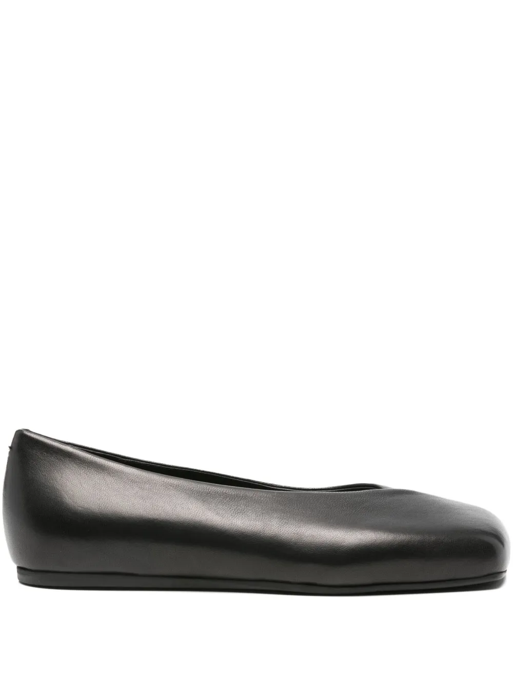 Vic Matie square-toe leather ballet flats Black