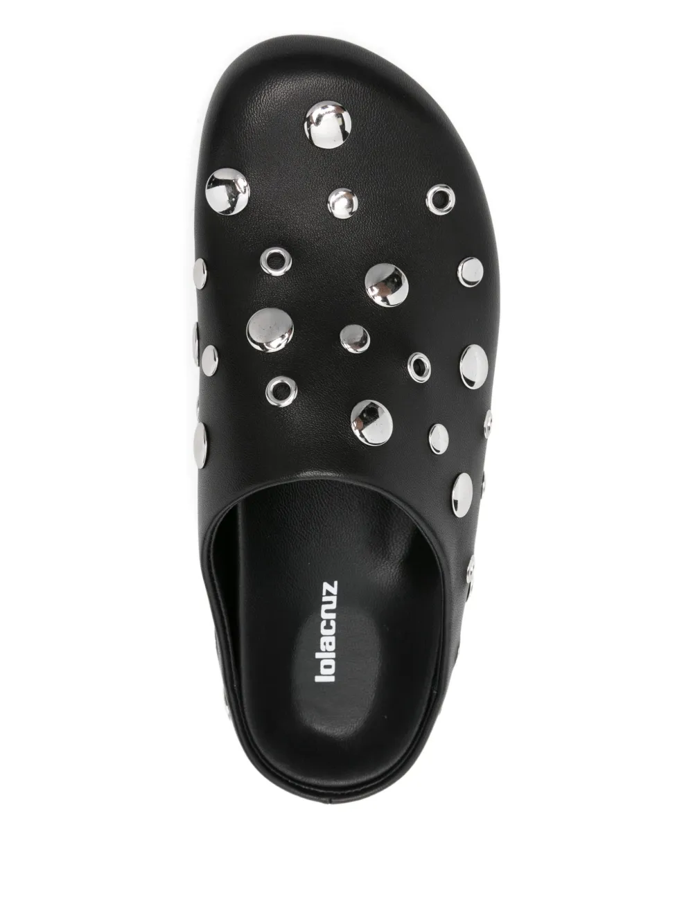 Lola Cruz studded leather flat mules Black