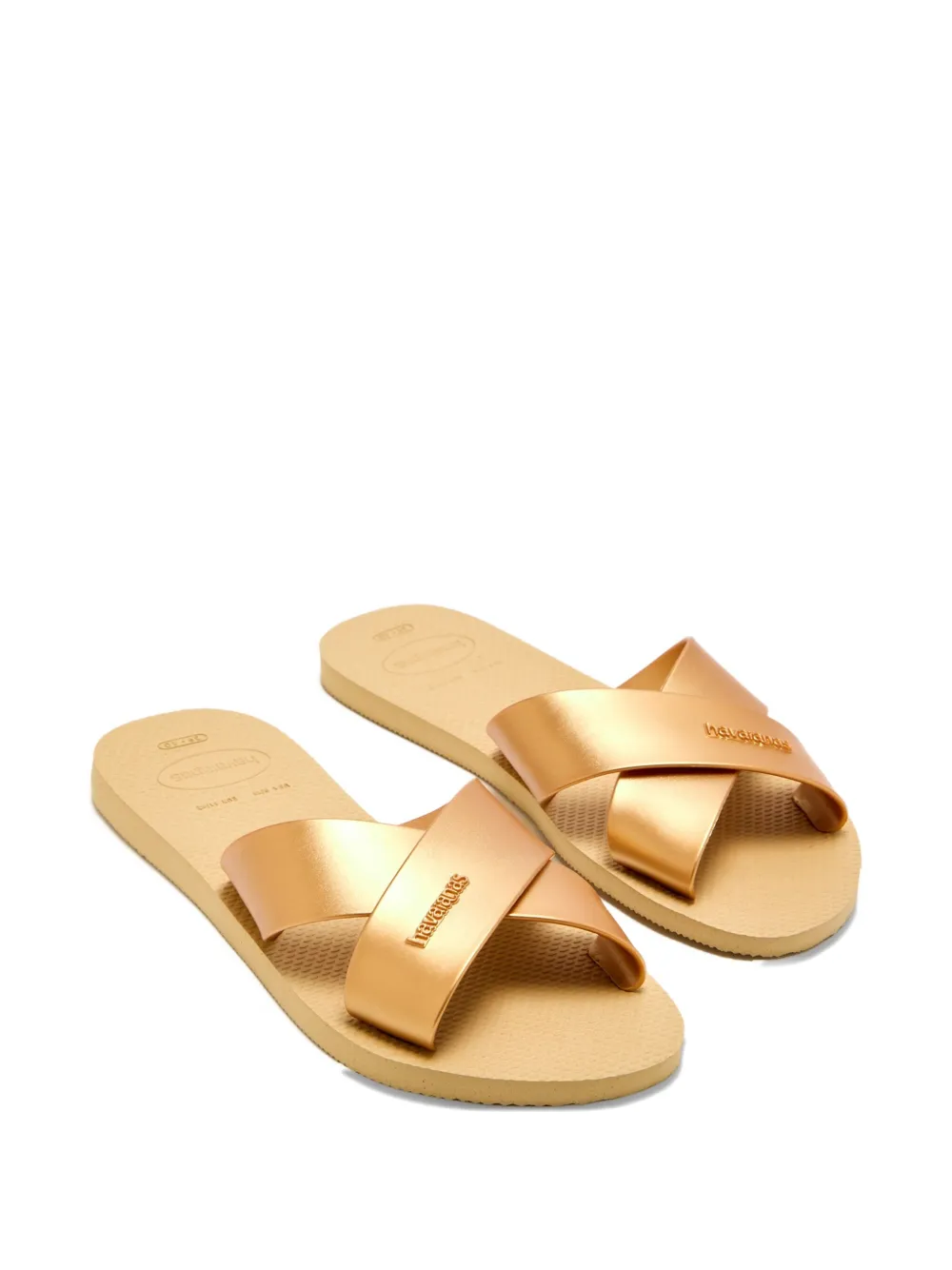 Havaianas Aqua Metallic cross-strap slides Gold