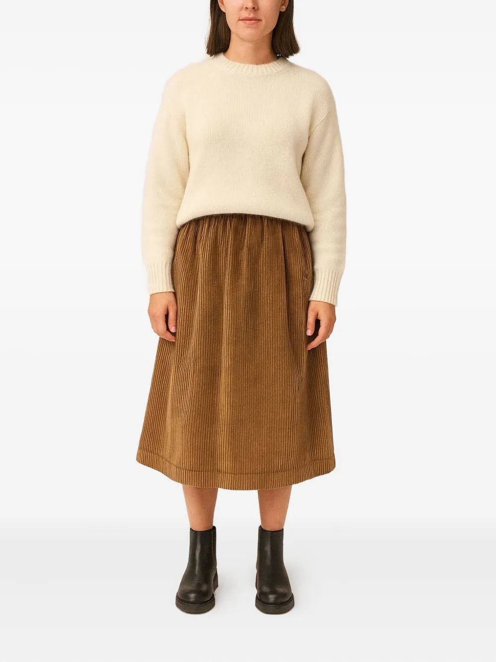 TRUE AVENUE corduroy mid skirt - Bruin