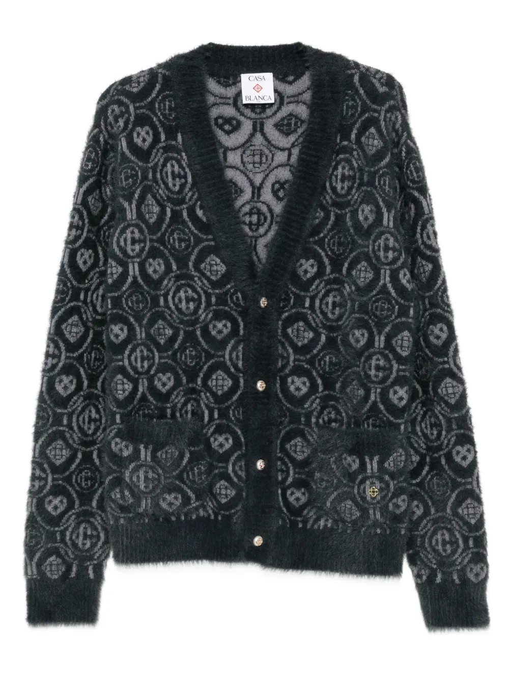 Casablanca logo-pattern V-neck cardigan | Grey | Image 1