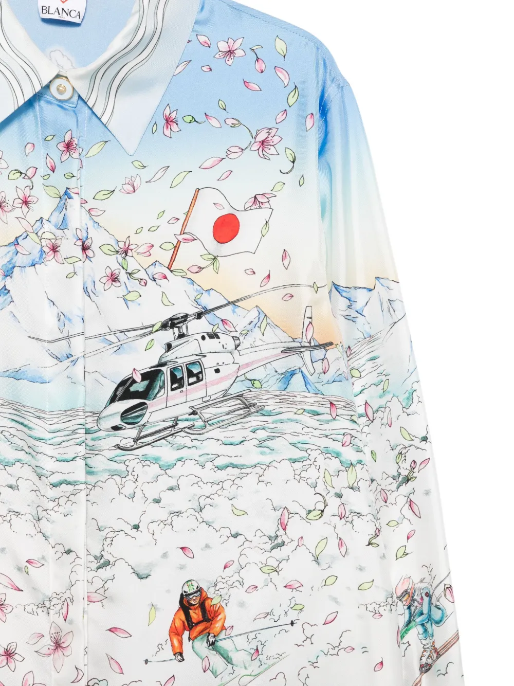 Casablanca Ski-scene overhemd met bloemenprint Wit