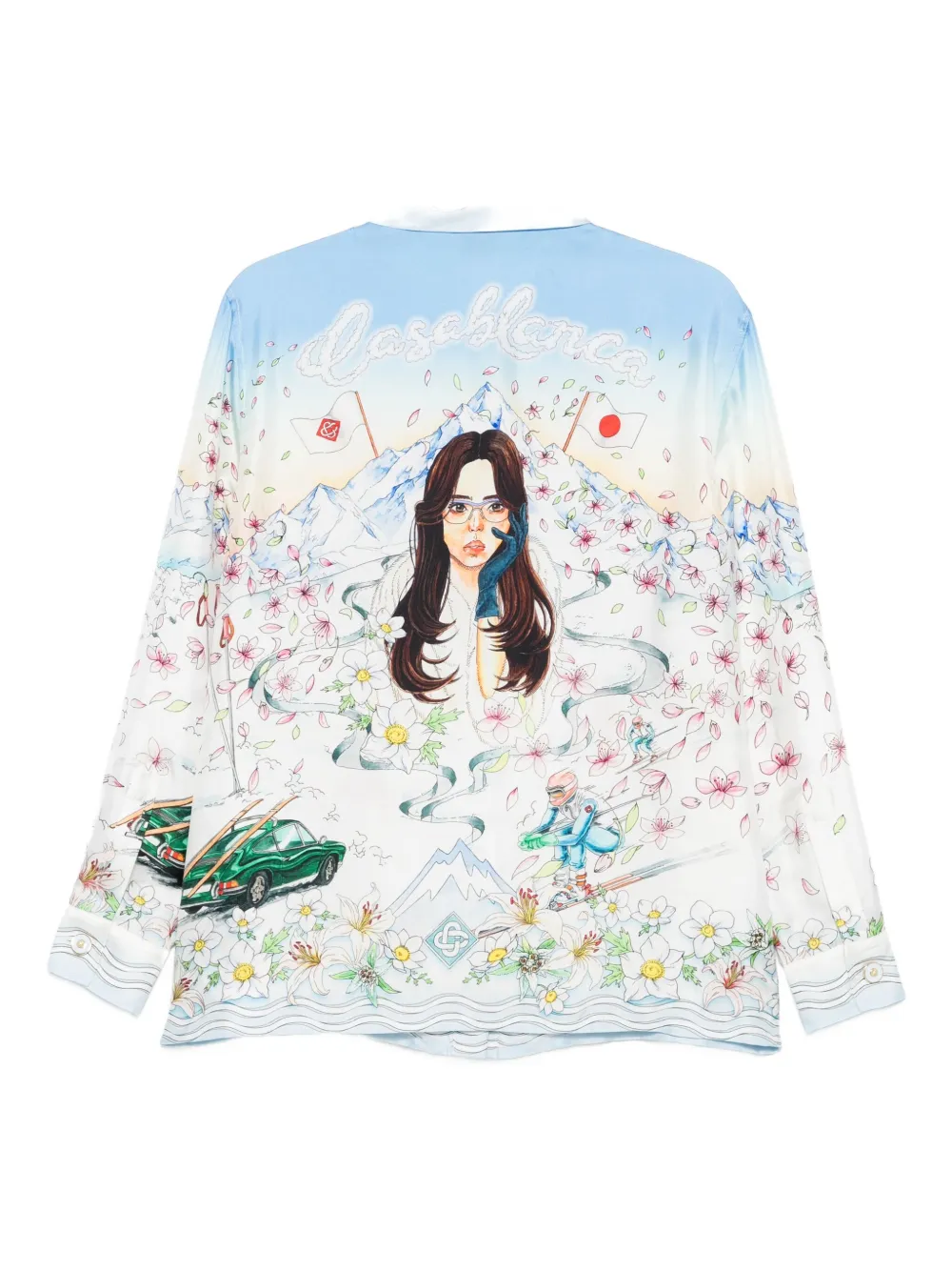 Casablanca Ski-scene overhemd met bloemenprint - Wit