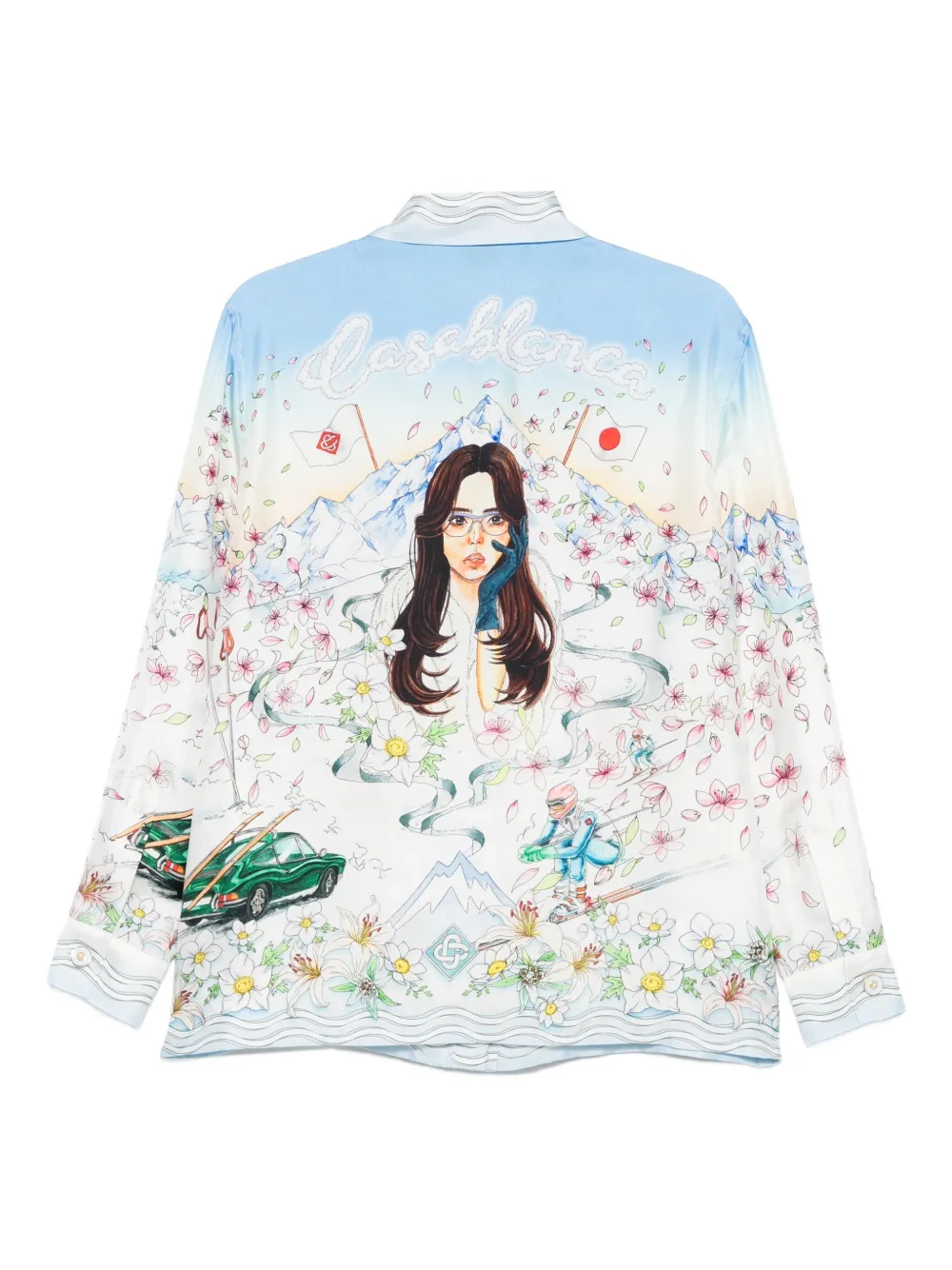 Casablanca Ski-scene overhemd met bloemenprint Wit