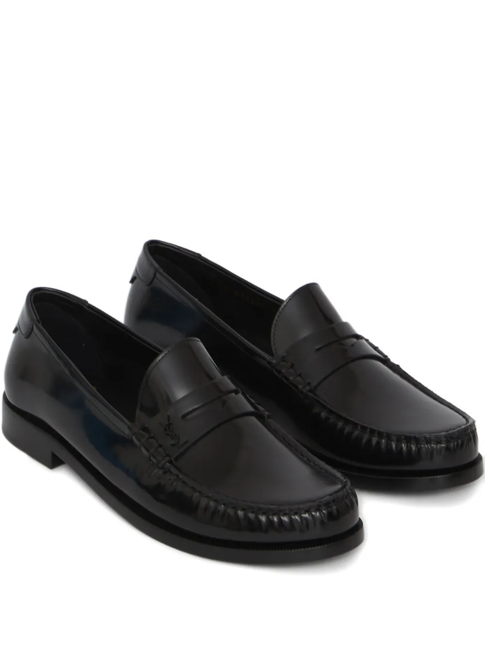 Saint Laurent leather penny-strap loafers Black
