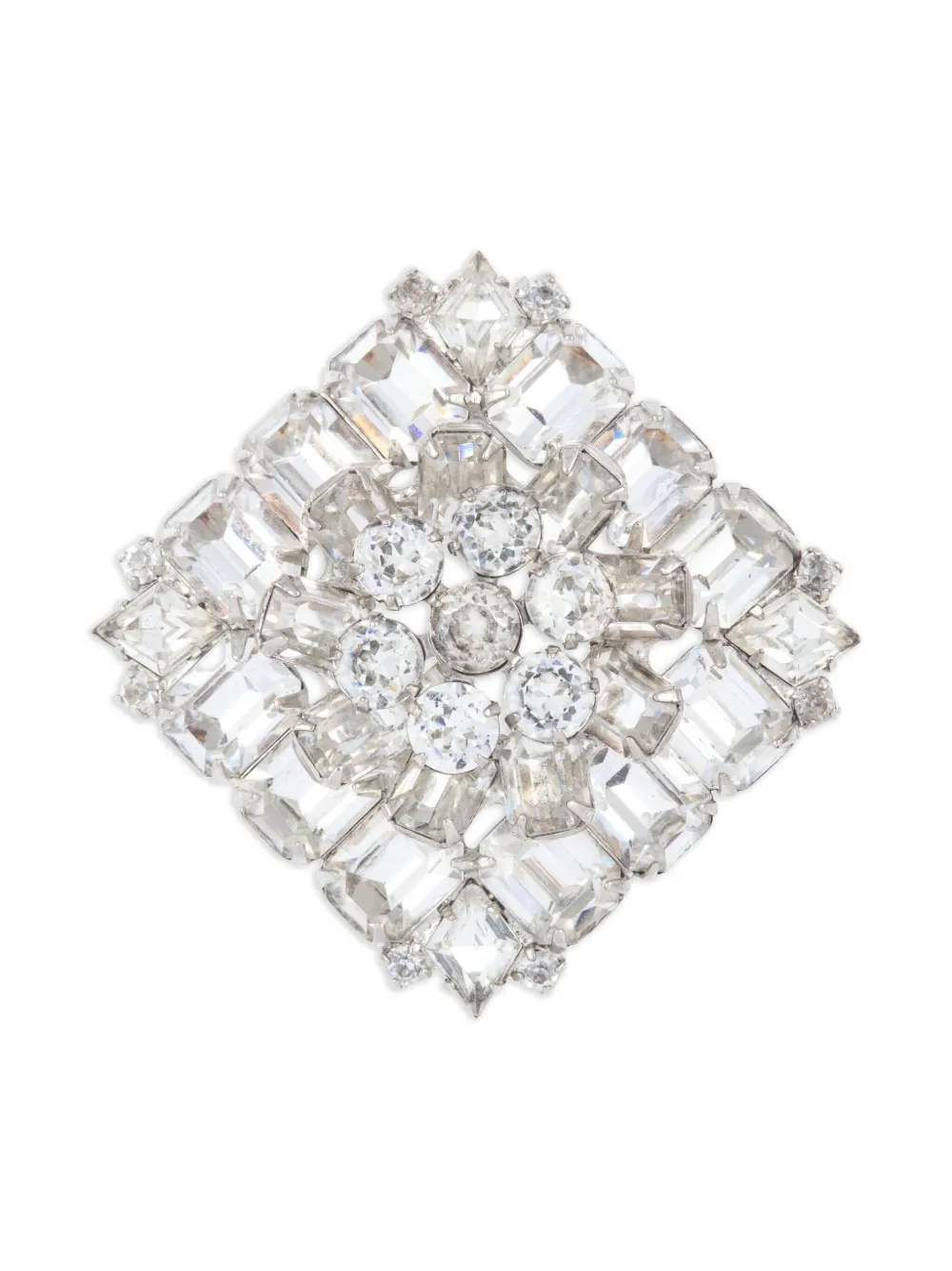 Susan Caplan Vintage 1950s crystal-embellishment square brooch | Silver | Image 1