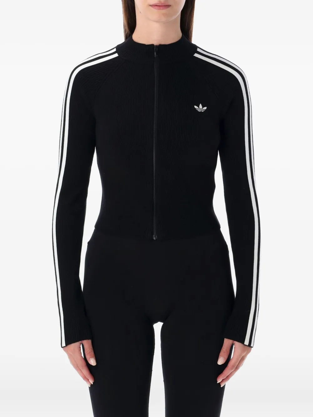 adidas sudadera de canalé con cierre | negro | Image 1
