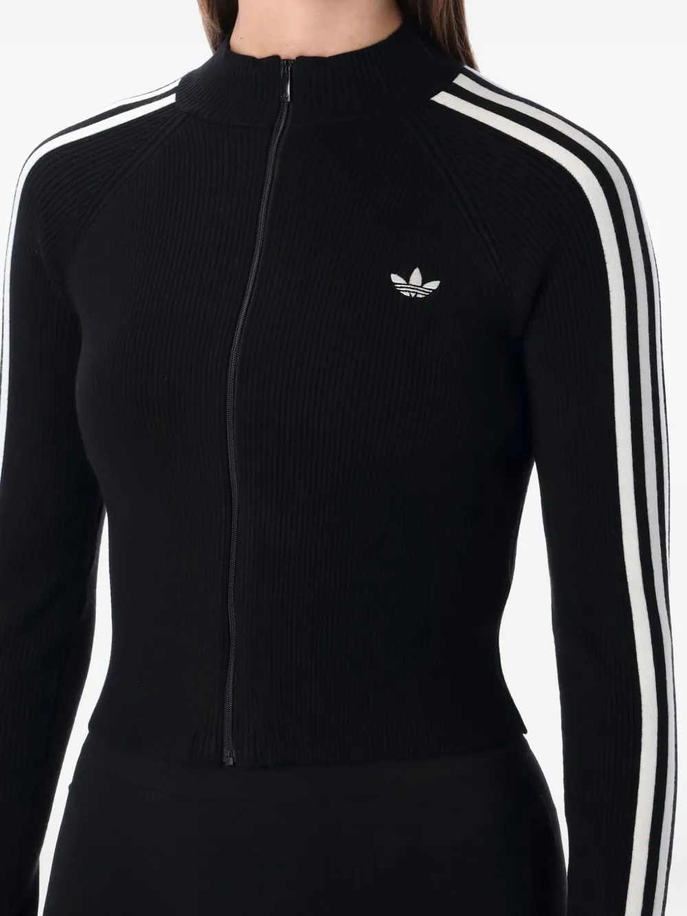 Adidas Originals Adicolor 3-stripes Slim Knit Track Top In Black